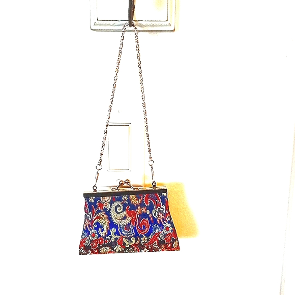 Chinoiserie Mini Bag with Silver Chain Strap